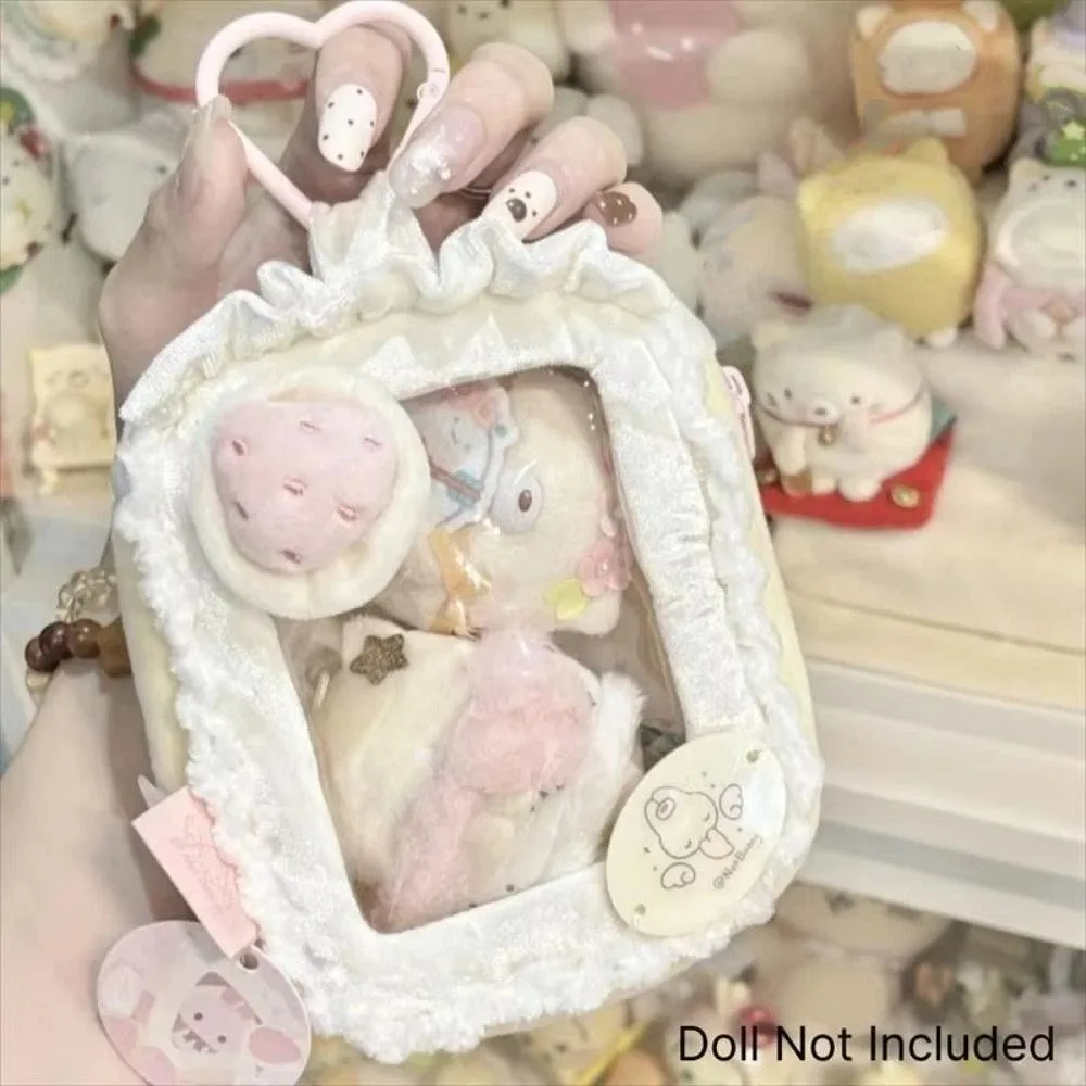 Transparent Strawberry Cake Storage Bag with Clear Window Display Bag Colorful Zipper Protector Case Backpack Pendant