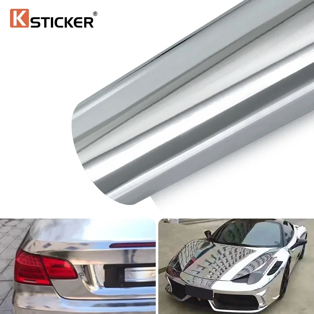 Chrome Glossy Mirror Silver Vinyl Wrap Film Car Bright Wrapping Whole Body Decal Motorcycle Sticker Color Change Accessories