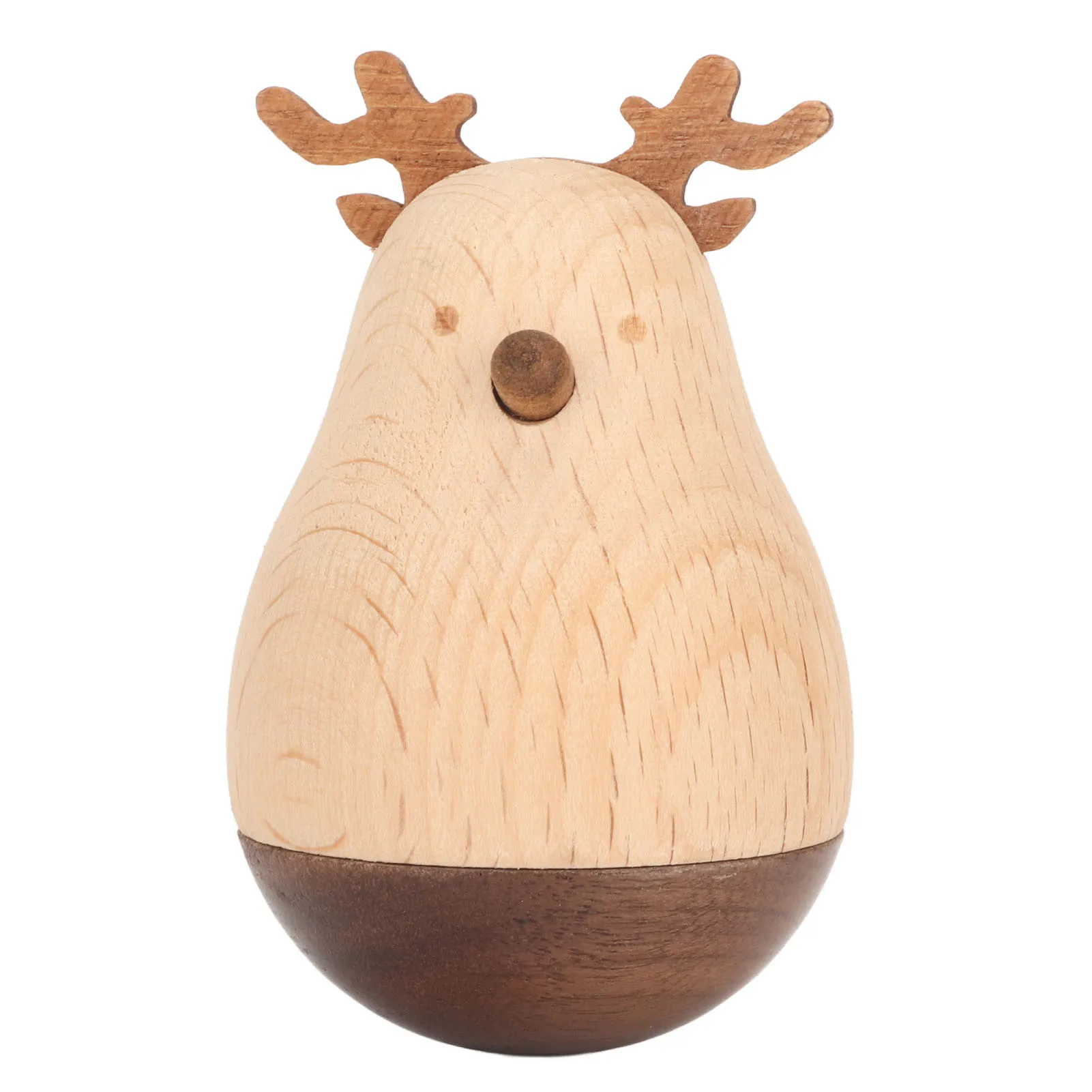 Cute Deer Wobbler Exquisite Sturdy Durable Wood Decorative Eye Catching Roly Poly Toy Ornament For Kids Home School