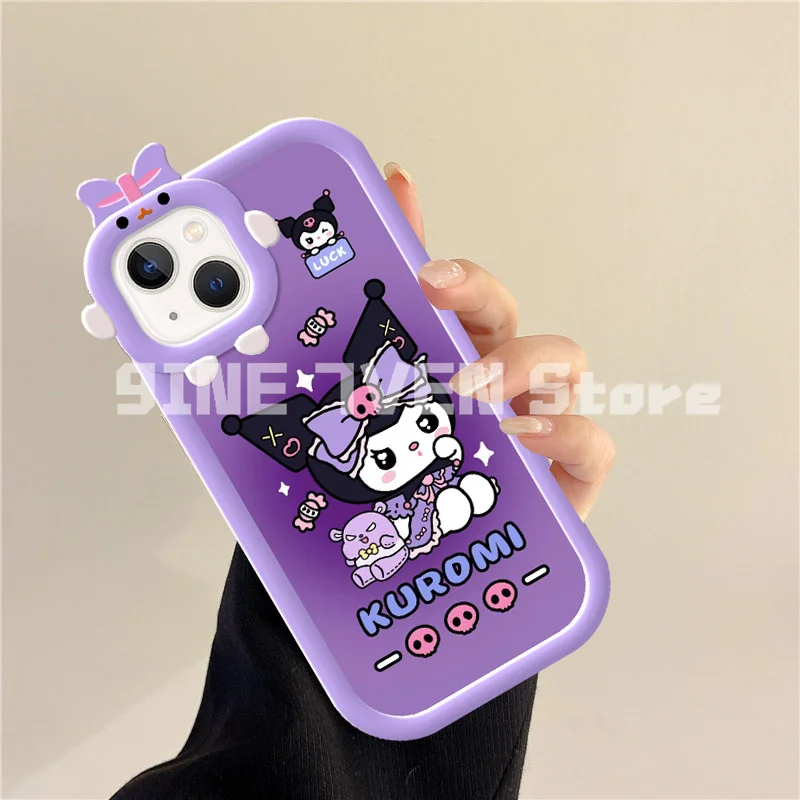 Kawaii Cartoon Sanrio Kuromi Case For Apple 14 13 12 11 Pro Max Plus All-inclusive 8 7 6 Plus X Xs Xr Se2 Fashion Birthday Gift