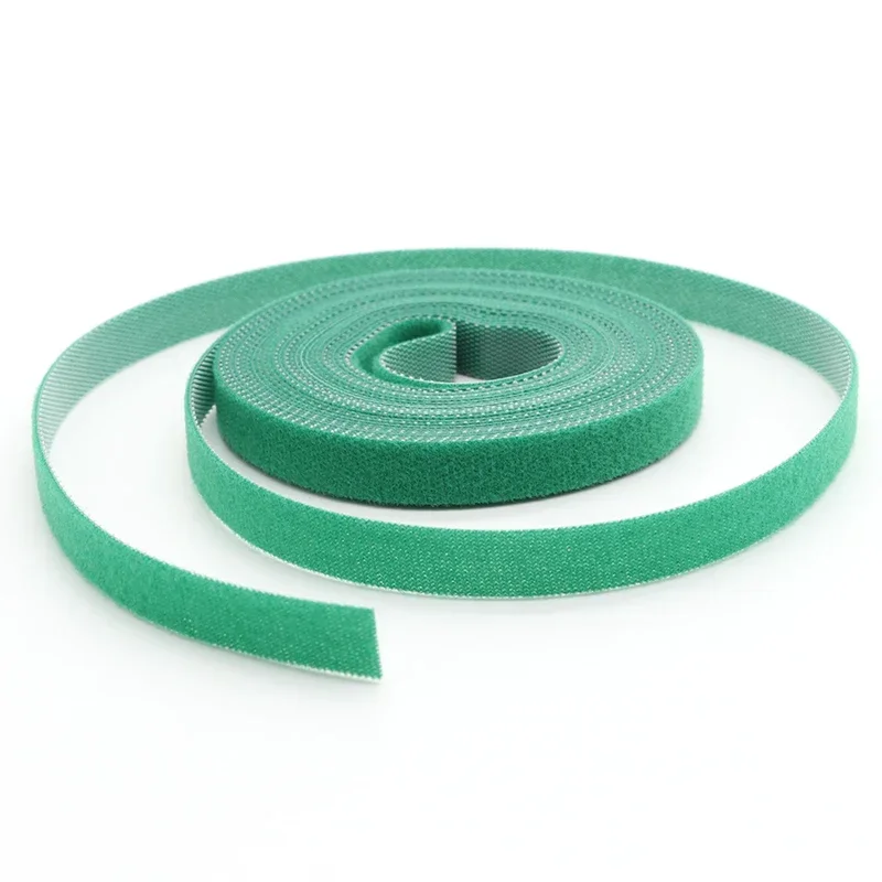 Attaches de câble en nylon vert auto-adhésif, paquet de boucles réutilisables, bande de fixation de gestion de support de fil, évaluateur de sangle, rouleau de 5m