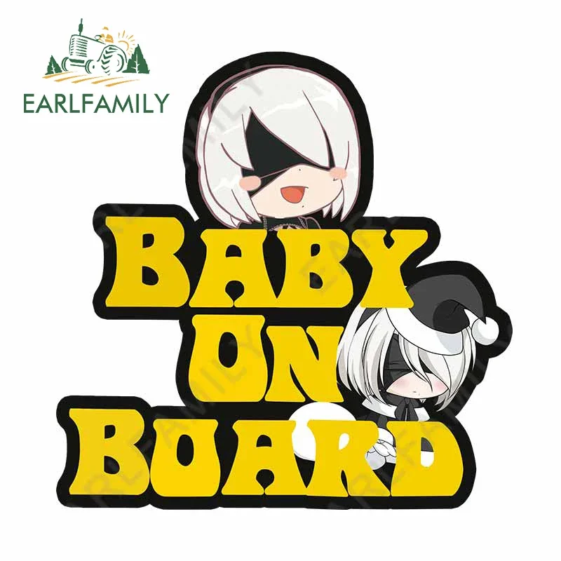 

EARLFAMILY Baby on Board Chibi Nier автомобильные аксессуары наклейка забавная виниловая милая наклейка на лобовое стекло кемперван багажник декор окна