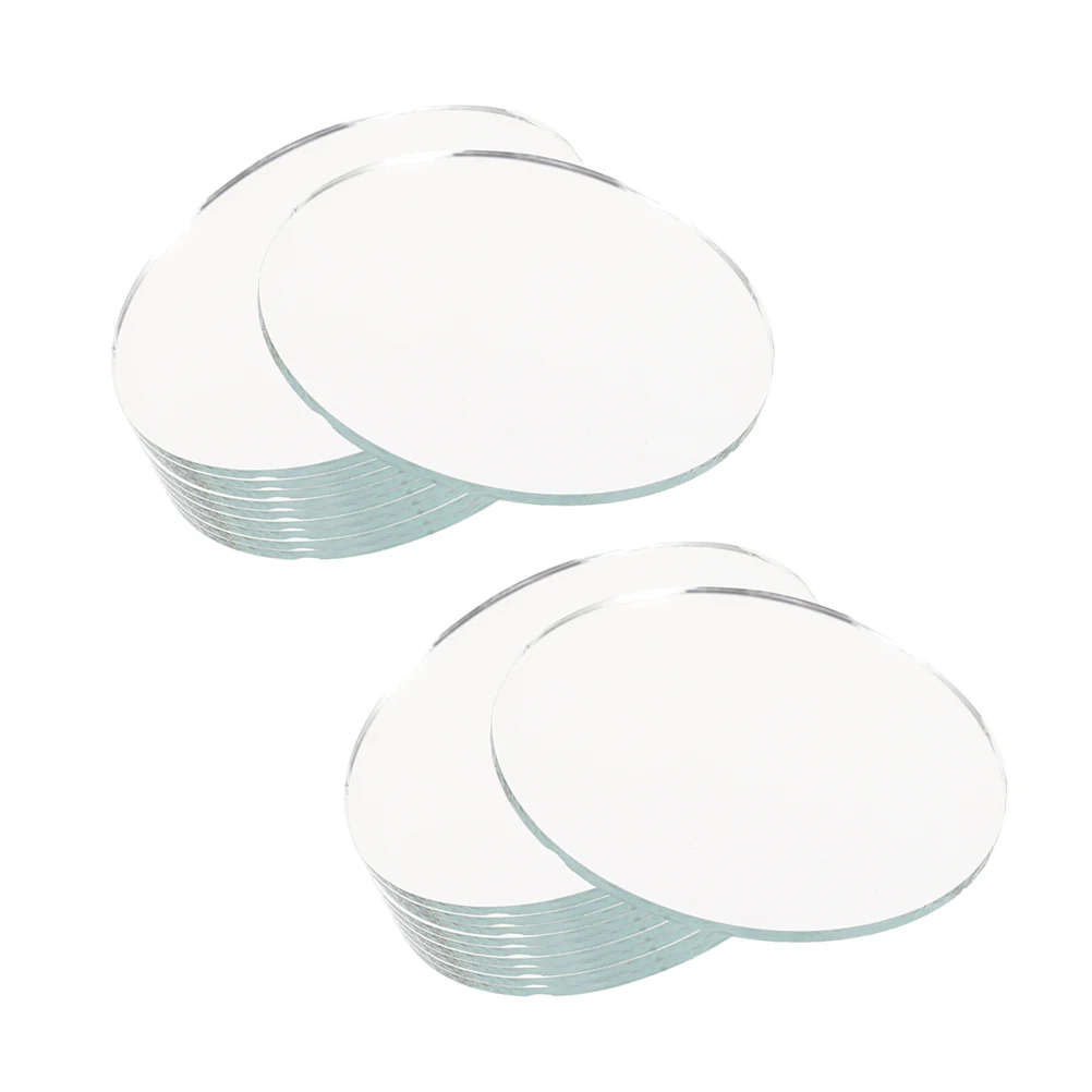 20個入り 丸型ガラスミラータイル フレームレス サークル型トレイ DIYクラフト 化粧鏡 ホームデコレーション ウェディングテーブルセンターピース用