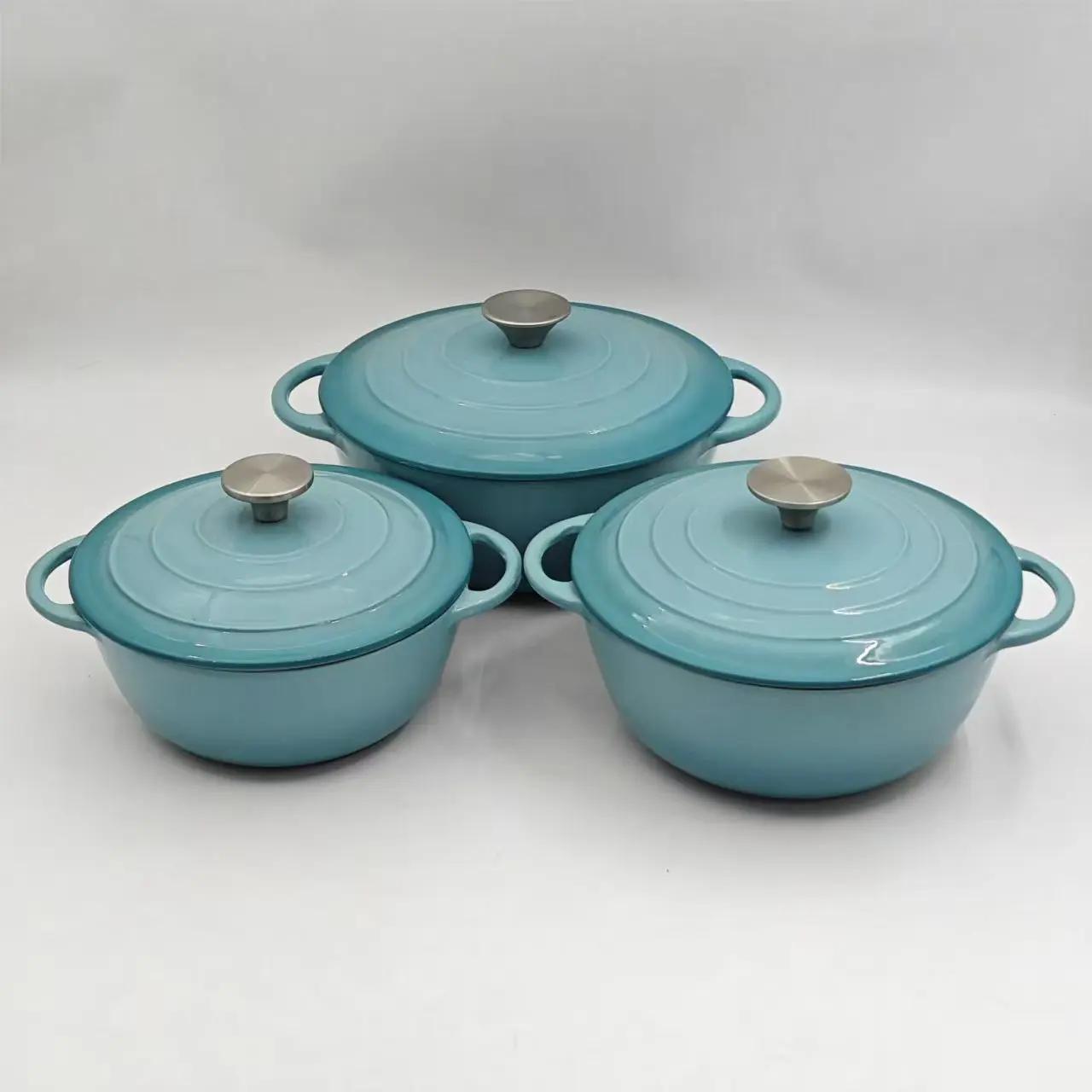 Juego de utensilios de cocina de hierro fundido colorido para uso doméstico Paella esmalte horno de goteo salsa hornear Ramekin Pizza Grill Pan cocina de Gas hornear