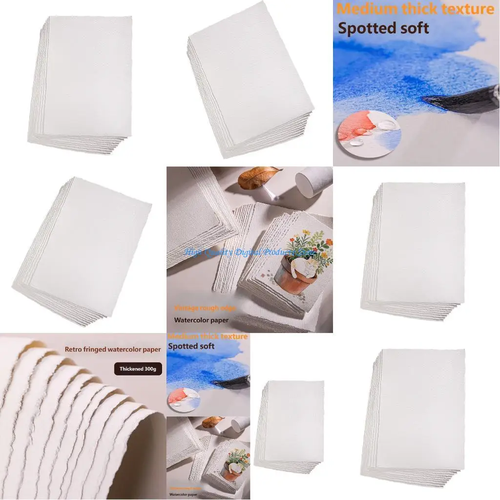 مجموعة ورق فني من القطن 300 جرام احترافية من U2JE، 10 ورقات من ورق الحرف الفنية ذو حافة سطحية لأعمال تصميم اللوحة التفصيلية