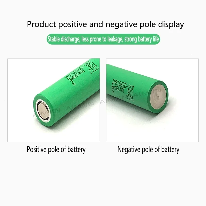 2 uds nueva batería de iones de litio 18650 25R 3,7 V INR18650-25R 2000mAh 20A adecuada para linterna de juguete batería de repuesto recargable