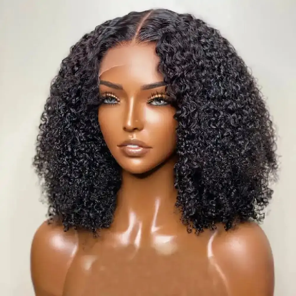 

Grade 12a 13x4 Cheap 8-14 Inch Afro Kinky Curly Human Hair HD Lace Front Curly Bob Wig 4*4 Lace Closure Wigs Jerry Curly