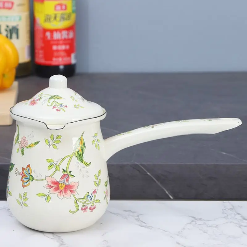 European Enamel Mini Coffee Pot Hot Milk Coffeemaking Butter Milk Jug Milk Pot