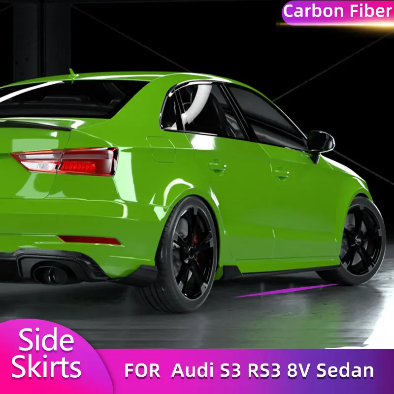 

Full Carbon Fiber Side Skirts Extensions for Audi S3 RS3 8V Sedan 2017-2020 Car Side Door Bumper Apron Lip Skirt Body Kits