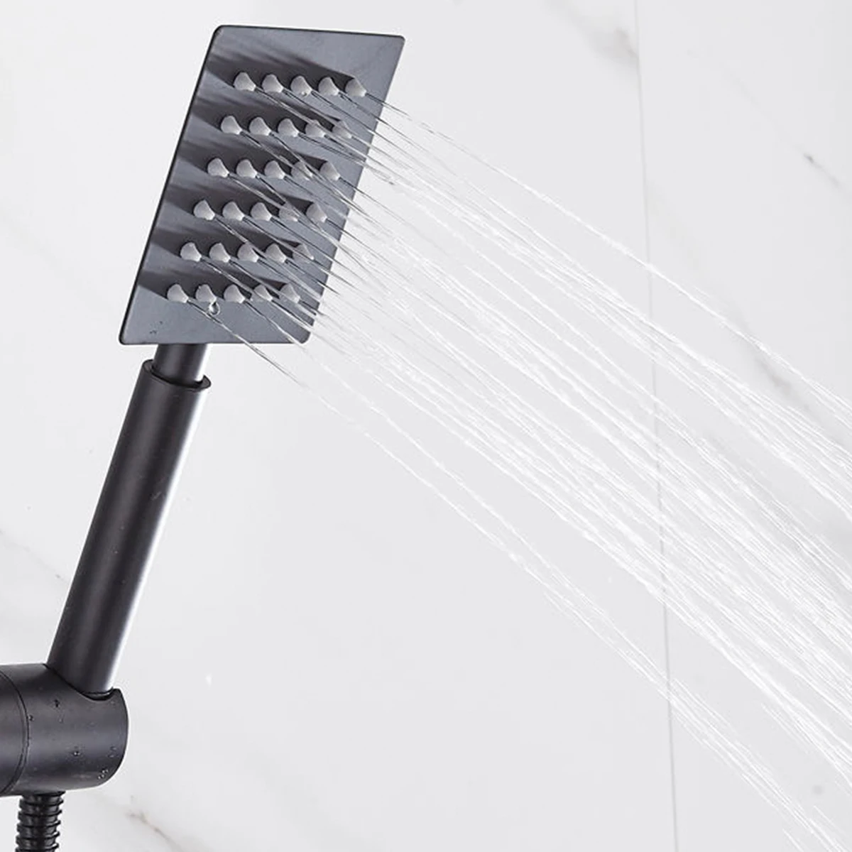 Pressurized Water Saving Shower Head Stainless Steel With Black Bathroom Hand Shower Water Booster Showerhead