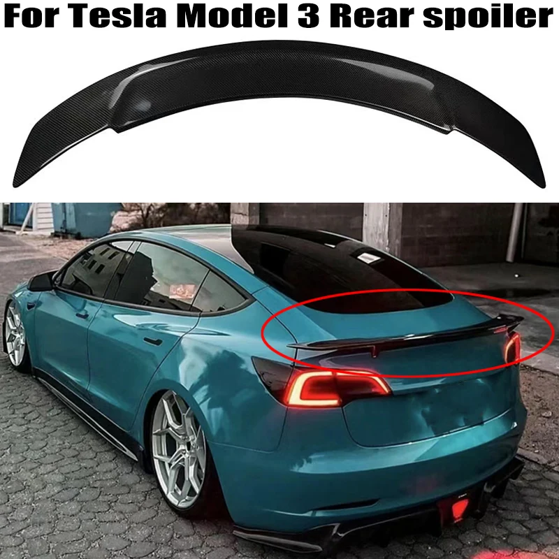 

For Tesla Model 3 spoiler 2019 2020 2021 2022 2023 RT Style High Quality Carbon fibre/FRP Car Rear trunk cover wings spoiler