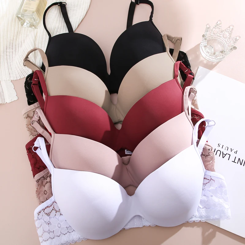 Women Sexy Seamless Bras Lace Splicing Brassiere 3/4 Cup Push Up Bralette Female Breathable Lingerie Adjustable Straps Plus Size