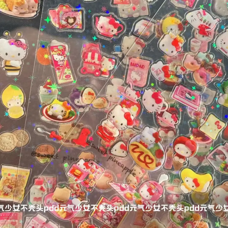 10 قطع من ملصقات Hello Kitty المتكررة ليزر ستار فيلم ملصقات حساب اليد لتزيين سطح المكتب هدية إبداعية لعيد ميلاد الأصدقاء #5