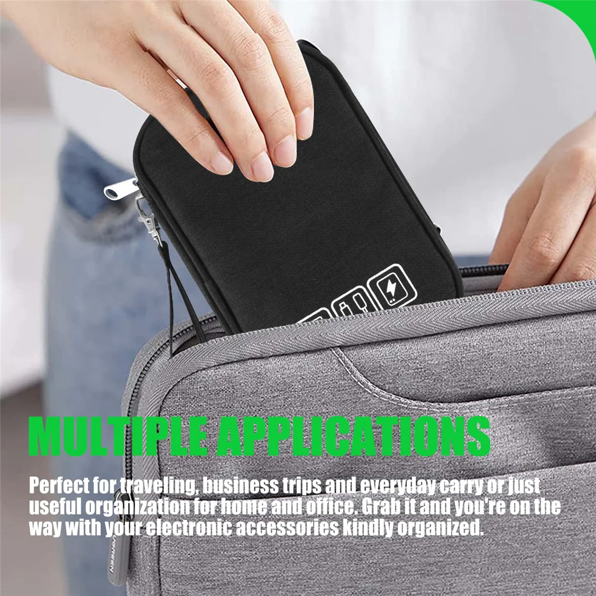 

Efficient Electronic Organizer, Travel Cable Organizer Bag Pouch Portable Case