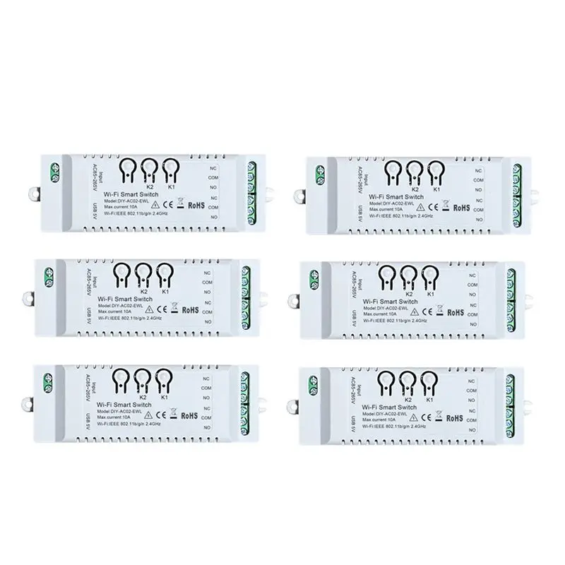 

Ingenious-6X 2CH Wifi Smart Switch DIY Timer Ewelink APP 85-265V USB 5V 2.4G Wifi Home Automation Module For Alexa Google Home