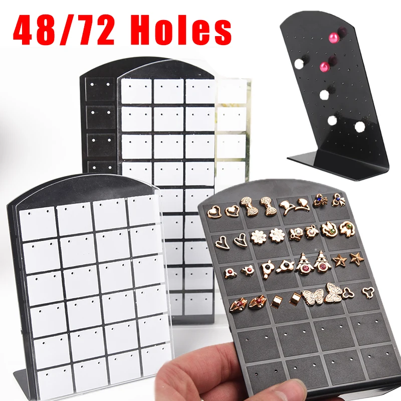 48/72 Holes Creative Jewelry Earrings Plastic Jewelry box Ear Studs Display Stand Showcase Neat Aligned Storage Packaging Black