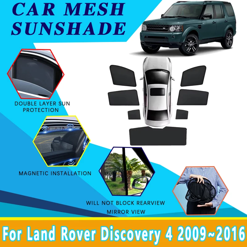 

Сетчатые солнцезащитные козырьки для Land Rover Discovery 4 LR4 2009 ~ 2015 2016, теплоизоляционные солнцезащитные козырьки для окон, автомобильные аксессуары