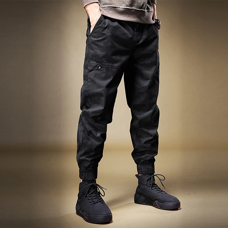 2022 Autumn Camouflage Overalls Pants Men's Fashion Brand Cargo Trendy Casual Trousers Loose Harlan Tactical Style