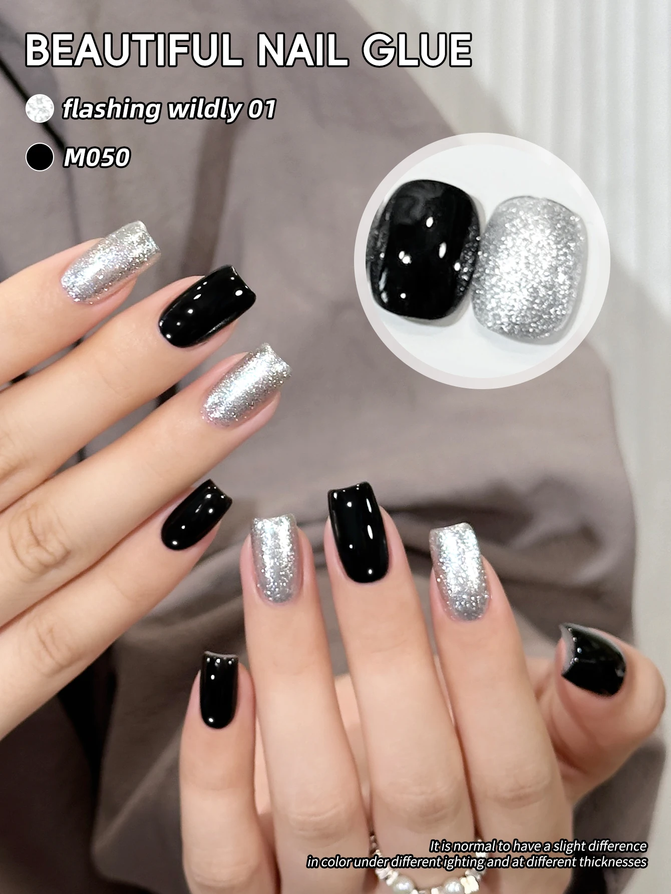 2 قطعة دينغ بانغ تعثر 01 M050 --- جديد شعبي لامعة مسمار الفن 2 اللون مجموعة مشرق بريق الفضة مسحوق هلام مسمار الفن DIY بها بنفسك