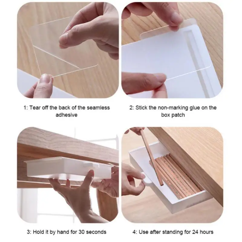 Self-Adhesive Under Desk Storage Box Drawer Cabinet Stationery Pen Holder Under School Office Desk Drawer Organizer Case