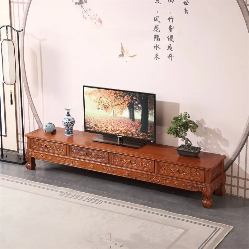 

All solid wood TV cabinet medium and small apartment living room TV cabinet classical carved storage rosewood TV cabinet
