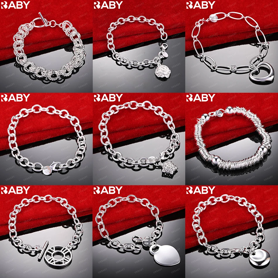 

URBABY 925 Sterling Silver Design Bracelets For Women Men Anniversary Gift Popular Wild Fashion Romantic Jewelry