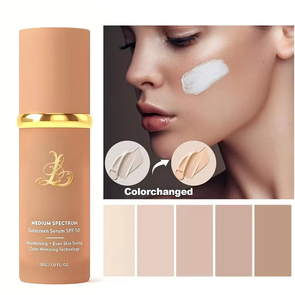 

Color-Changing Liquid Foundation 4-in-1 with SPF50+ Long-Wearing Moisturizing Formula No Need for Powder Makeup Remover Included