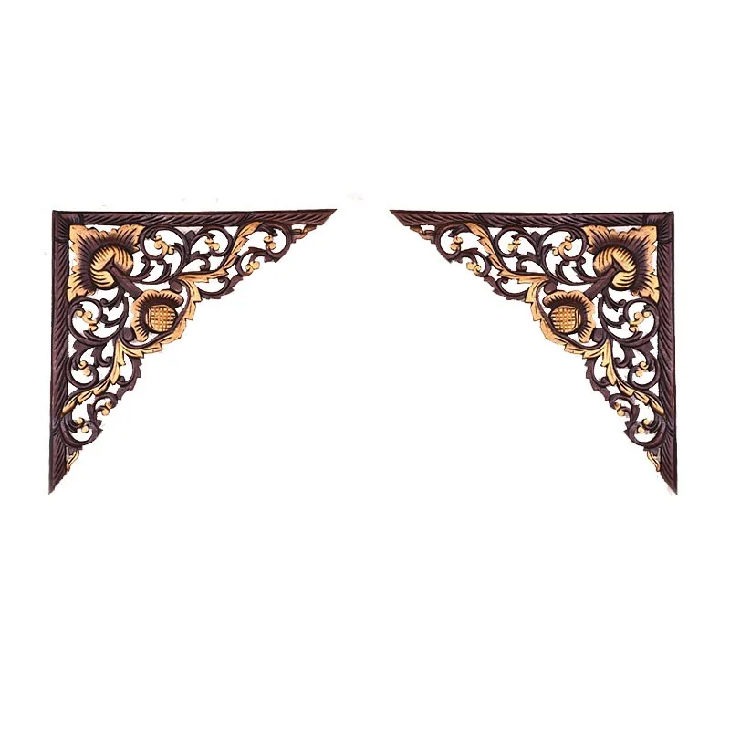 Crafts South East Asia wood carving door lintel, Thai porch foyer background decorative plaid engraved board