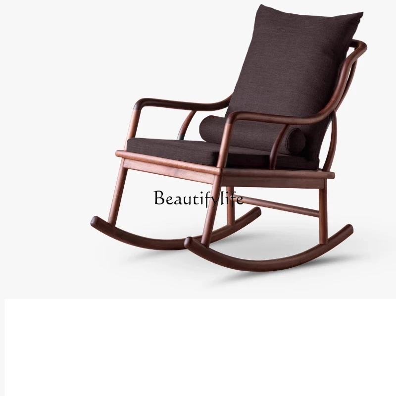 

North American black walnut lazy back sofa leisure recliner new Chinese rocking chair
