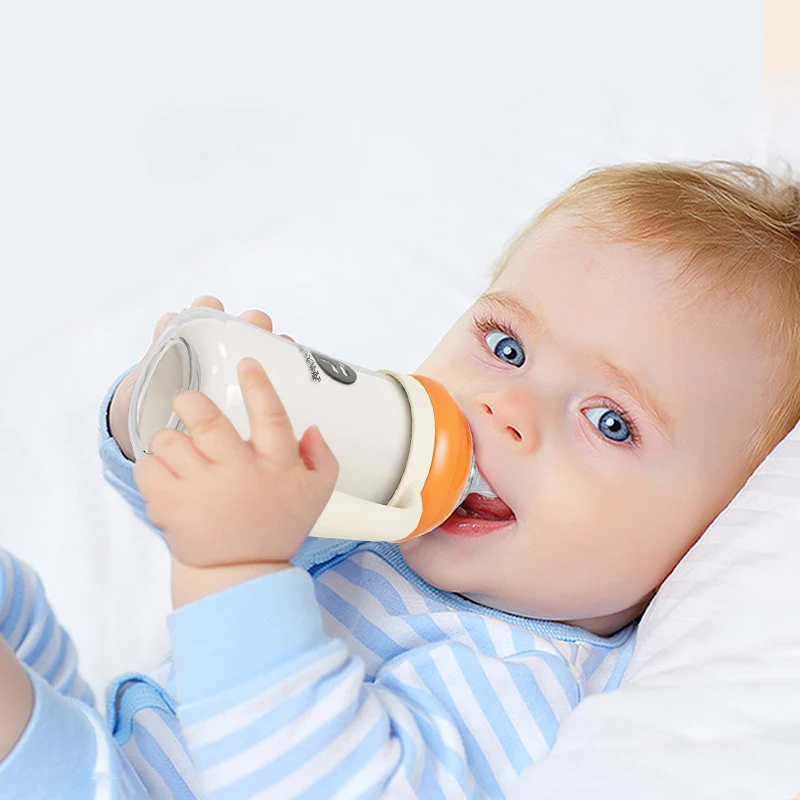 Детская бутылочка емкостью 240 мл, подходит для воды и смеси, с ручкой и крышкой, легко держать, бутылочка для кормления унисекс - идеальный подарок