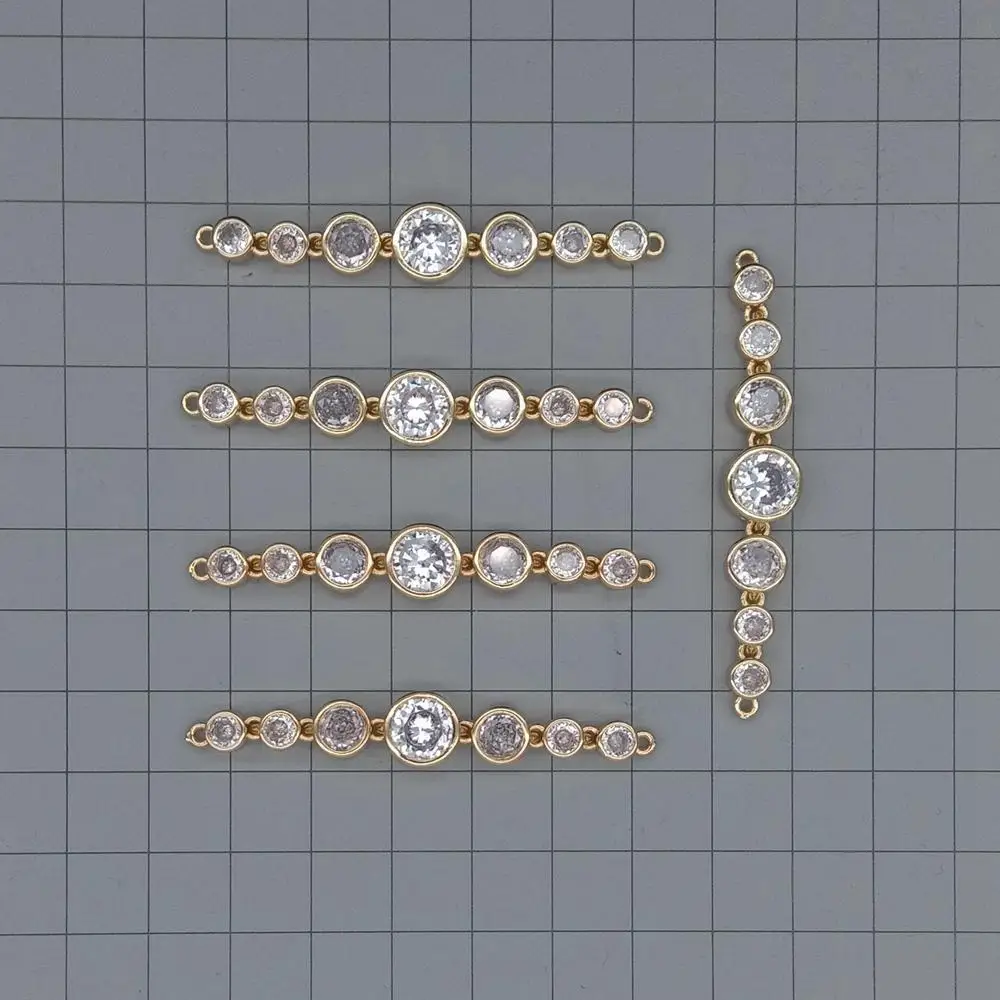 10 PCS 10x58mm Coin Shape Cubic Zirconia Pave Connector For DIY