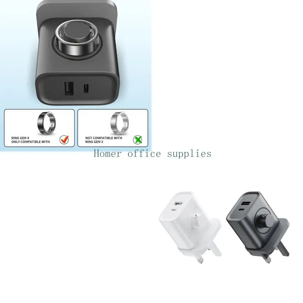 K43B Outlet Saving British 3-Pin Charger with Side Wearable Charging Position, 3 in 1 USB Type C and USB-A Wall Charger