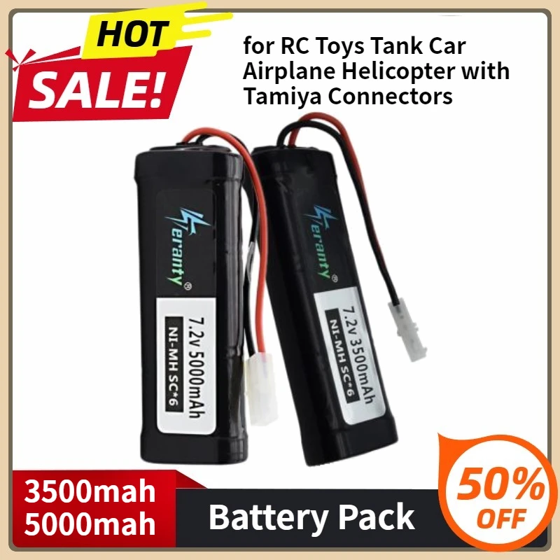 

SC Ni-MH Battery for RC Toys Tank Car Airplane Helicopter with Tamiya Connectors 1/16 7.2v 3500mAh 5000mAh Battery