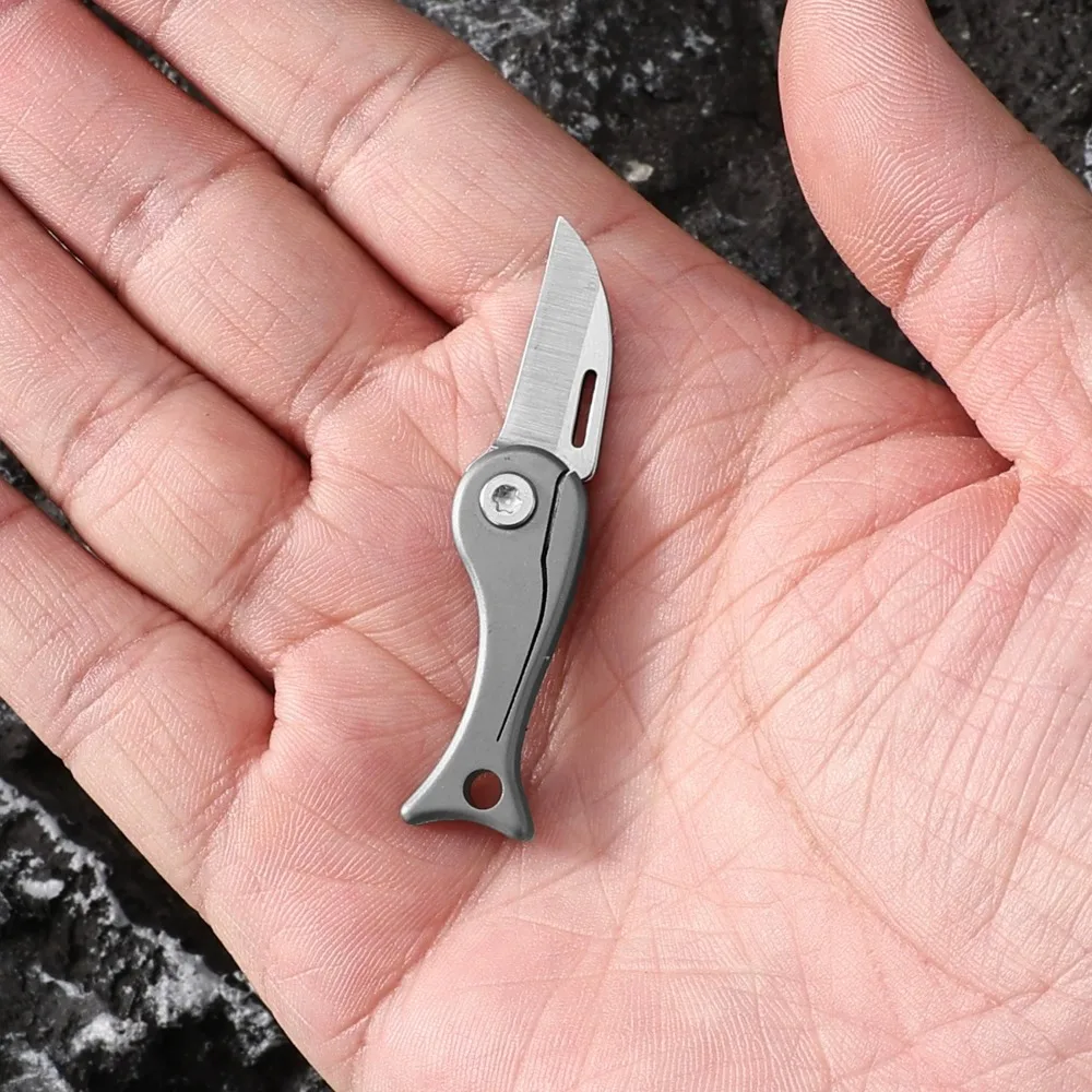 2026 Retro Mini Titanium Alloy Daily Keychain EDC Portable Carrying Folding Knife Outdoor Kitchen Knife