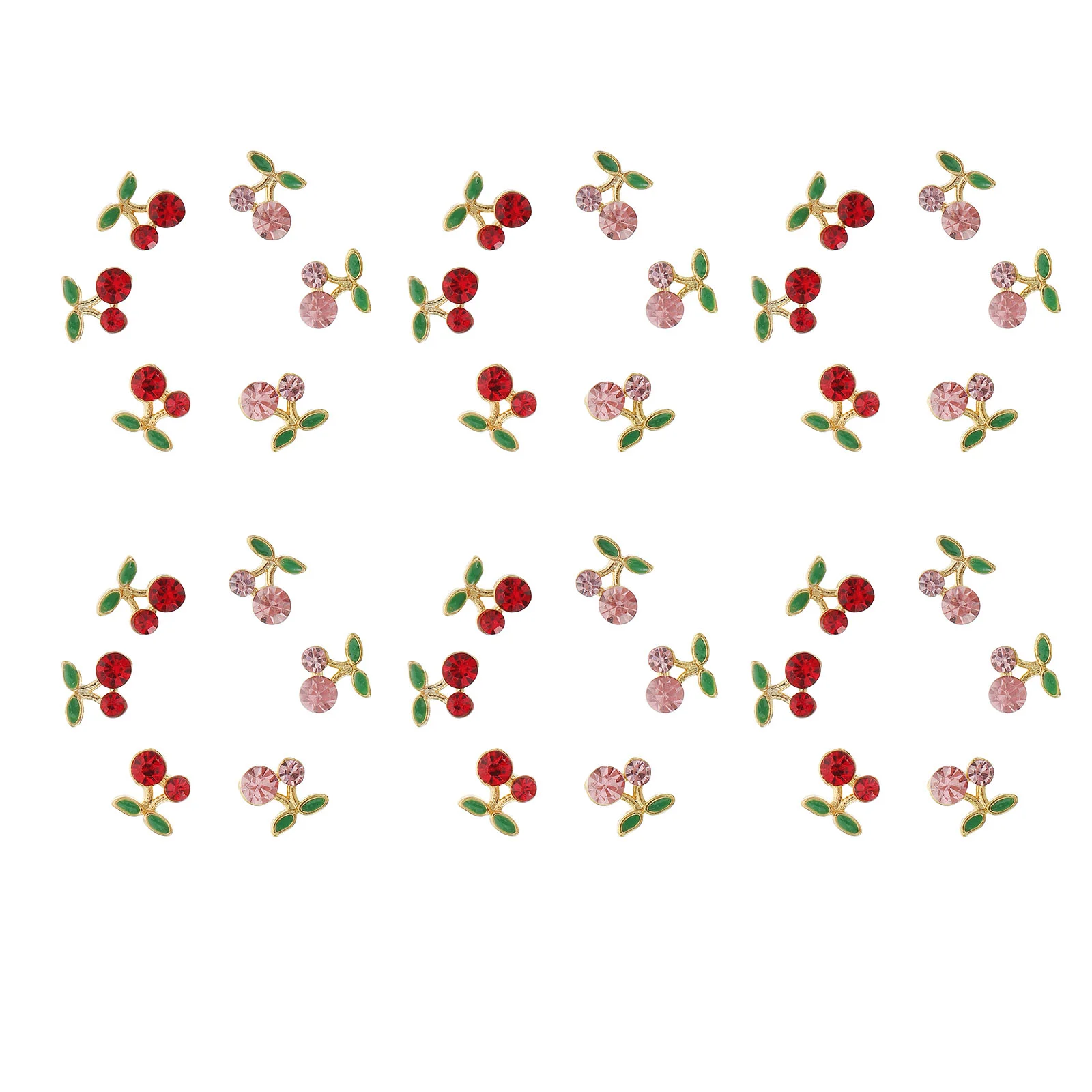 36 Pcs Cherry Nail Stickers Ornaments Slices Charm Decor Charms Alloy Wedding Party Decors