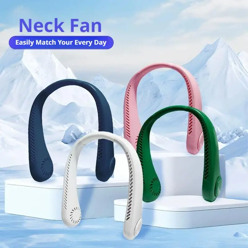 Portable Bladeless Neck Fan Neck Air Conditioner Rechargeable Cooling Fan Outdoor Personal Fan Wearable Cooler Gifts