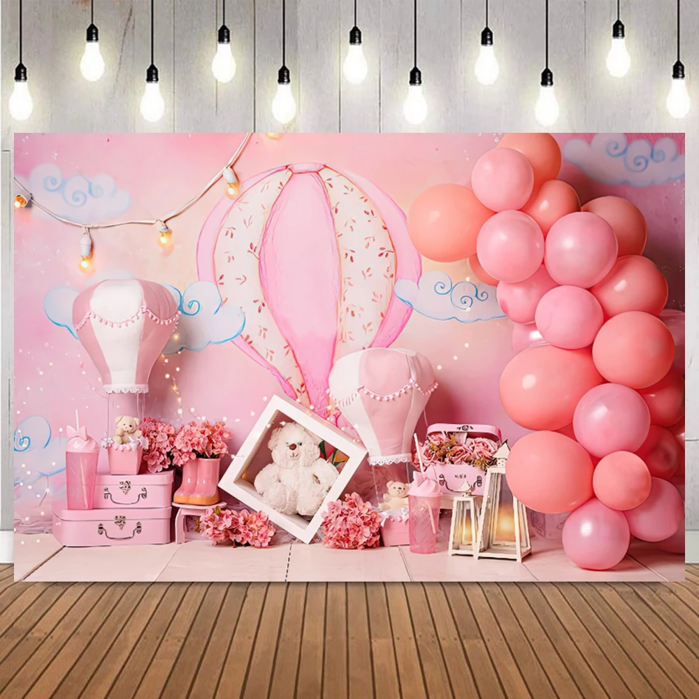 Newborn Baby 1st Birthday Backdrop for Girl Boy First Birthday Party Cake Smash Boho Balloon Photography Background Photo Studio