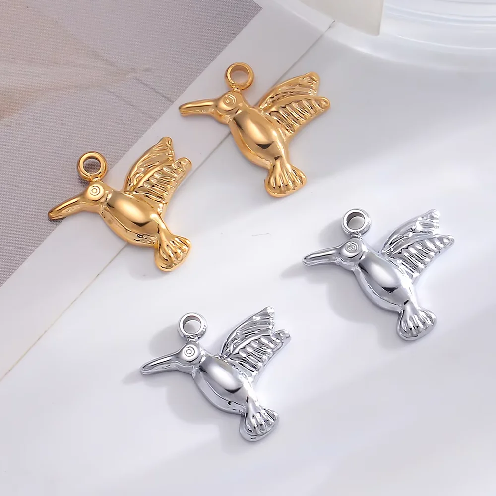 10 Stück/Set Tier-Vogel-Anhänger Kolibri-Anhänger Edelstahl-Anhänger für Schmuckherstellung Zubehör DIY-Accessoires – Detail 8