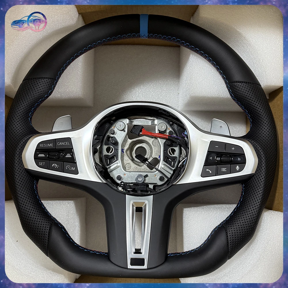 

Sport Half Perforated Leather Steering Wheel TriColor Stitch M Style Interior Modification Replacement Part For BMW G30 5 Series