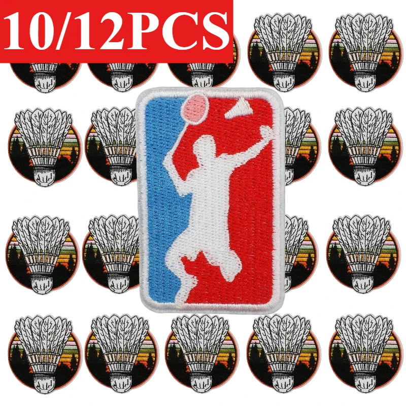 10/12 шт./компл. тканевые нашивки с вышивкой на тему бадминтона, нашивка для шитья кота, бадминтона, сделай сам, декоративная гладильная сумка/капка/ткань