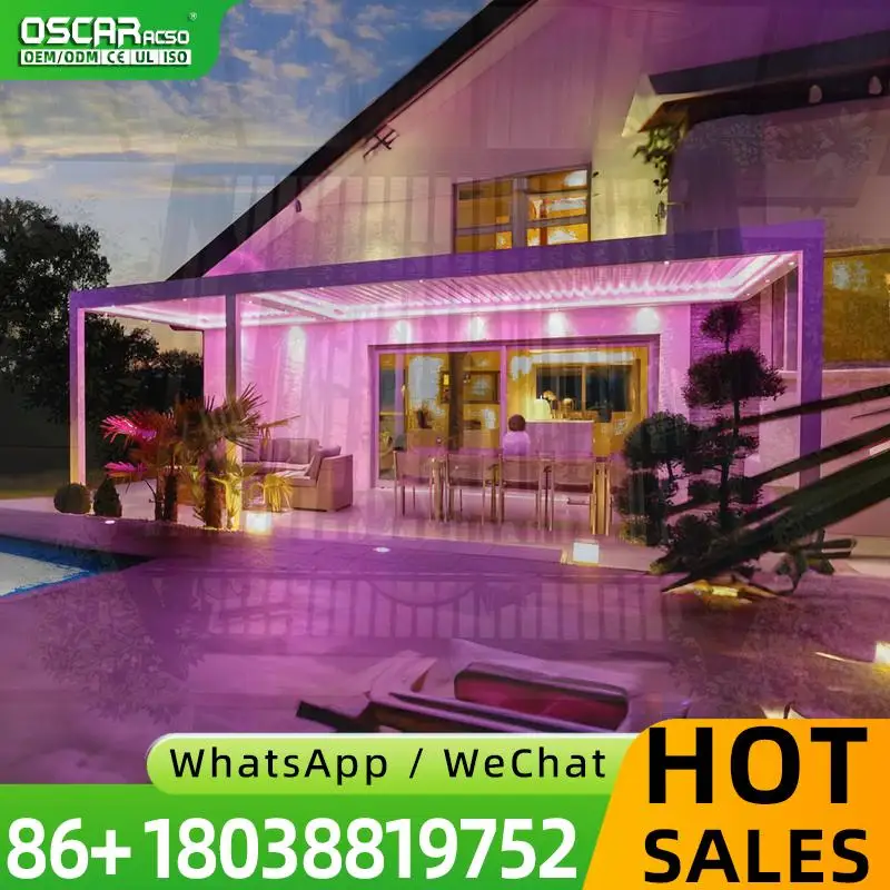 Contemporary Weatherproof Metal Frame Gazebo Electric Rotating Roof Smart Stylish Pavilion Patio Backyard Deck Europe North Amer