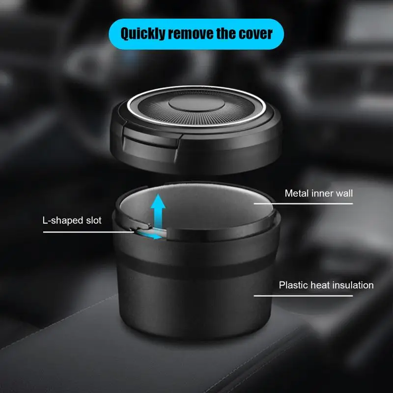 1pcs New Car Ashtray Universal Cigarette Ashtray Cup With Lid LED Light Smokeless Cup Flame Retardant Cigarette Holder Box