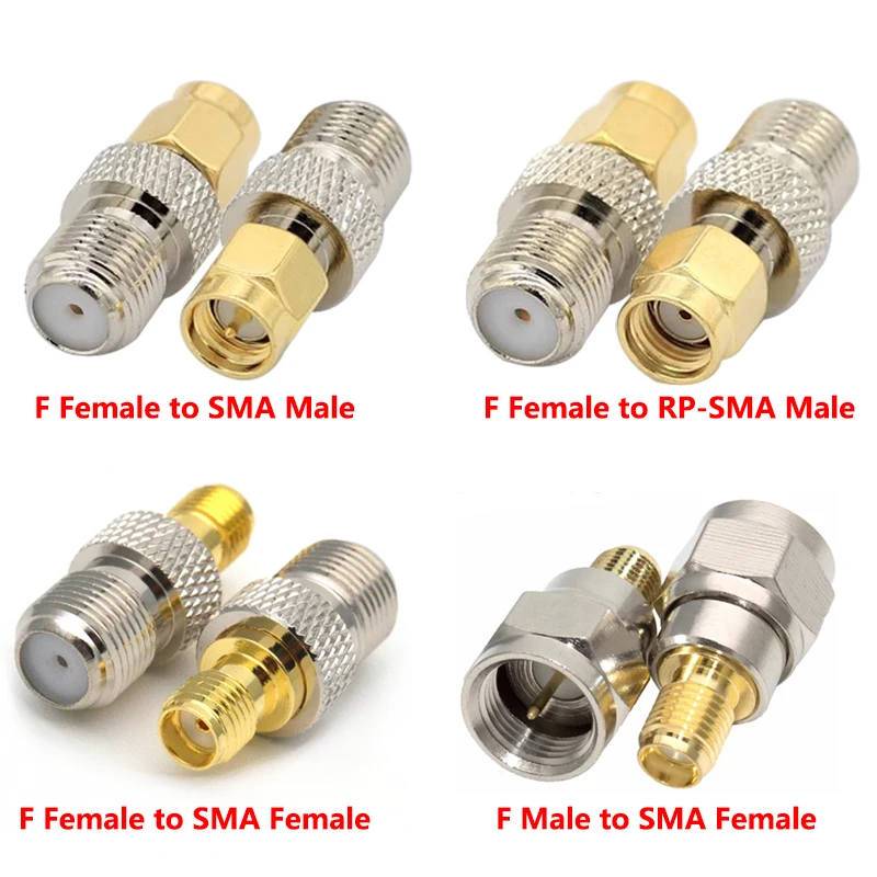 Conector Coaxial RF Adaptador Coaxial Tipo F Conector hembra a enchufe macho SMA Conector F recto a conector SMA