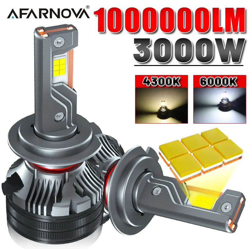 

3000 Вт H7 H4 H11 Светодиодные лампы для автомобильных фар 3 медных трубки 3000000LM 7035 CSP Canbus H1 9005 HB3 9006 HB4 9012 9007 9008 Турболампа
