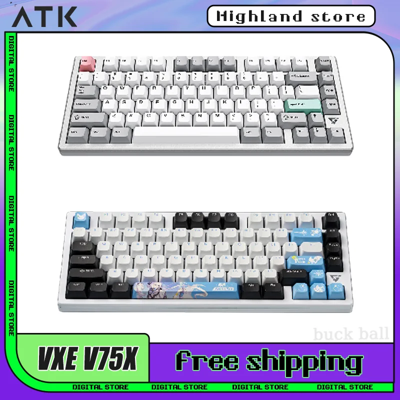 

ATK VXE V75X Mechanical Keyboard 3Mode Wireless Keyboards 80Keys RGB 2.4G Bluetooth Hot Swap All Aluminum Esports Gamer Keyboard