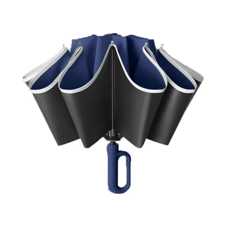 Compact Windproof Inverted Travel Umbrella with Carabiner