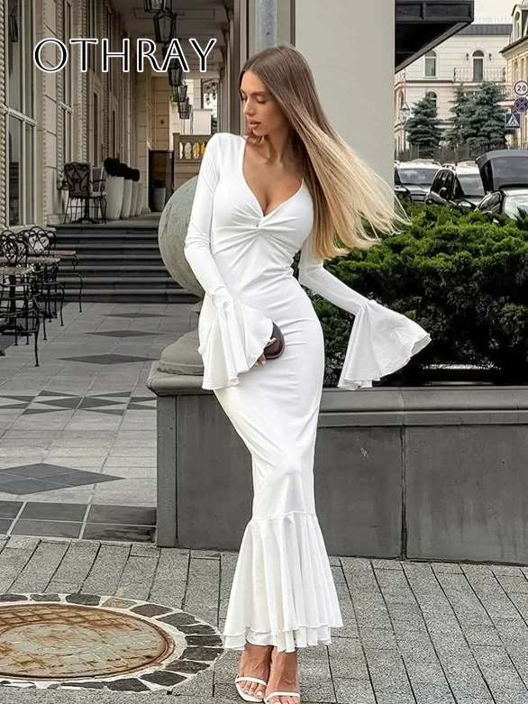 V-neck Long Sleeves Chiffon Sheath Prom Dresses Ankle Length Pleated Party Dress Customized vestidos de fiesta