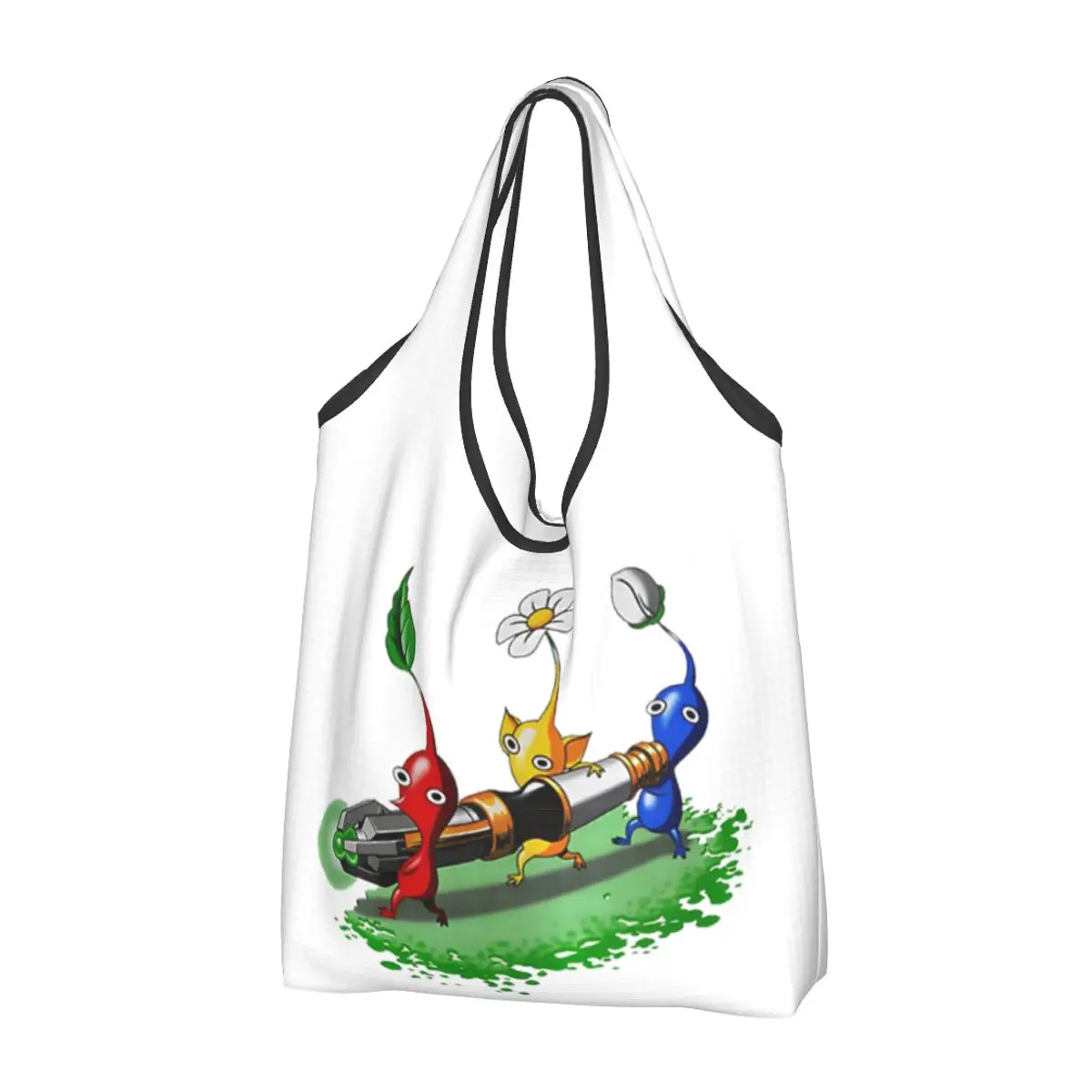 Pikmin Bolsa de compras portátil fofa Bolsa de compras reutilizável Bolsa de compras Bolsa de ombro