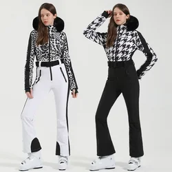 New One-Piece Ski Suit Women Single Board Double Board Ski Set Thickened Warm Jumpsuit Winter Clothing Wind Proof Waterproof