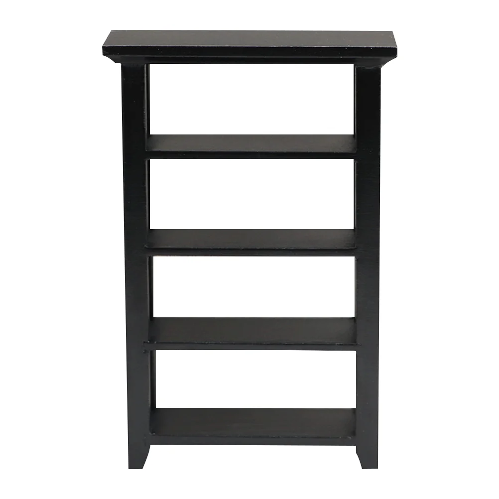 Mini House Cabinet Living Room Decor Black Flower Stand Miniature Display Shelf Furniture Model